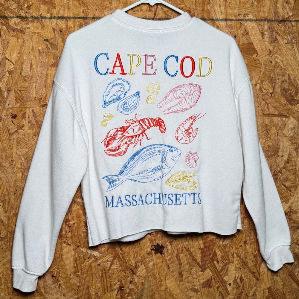 Better Together Cape Cod Mass Sweatshirt Embroidered Sea Life Lobster Colorful S